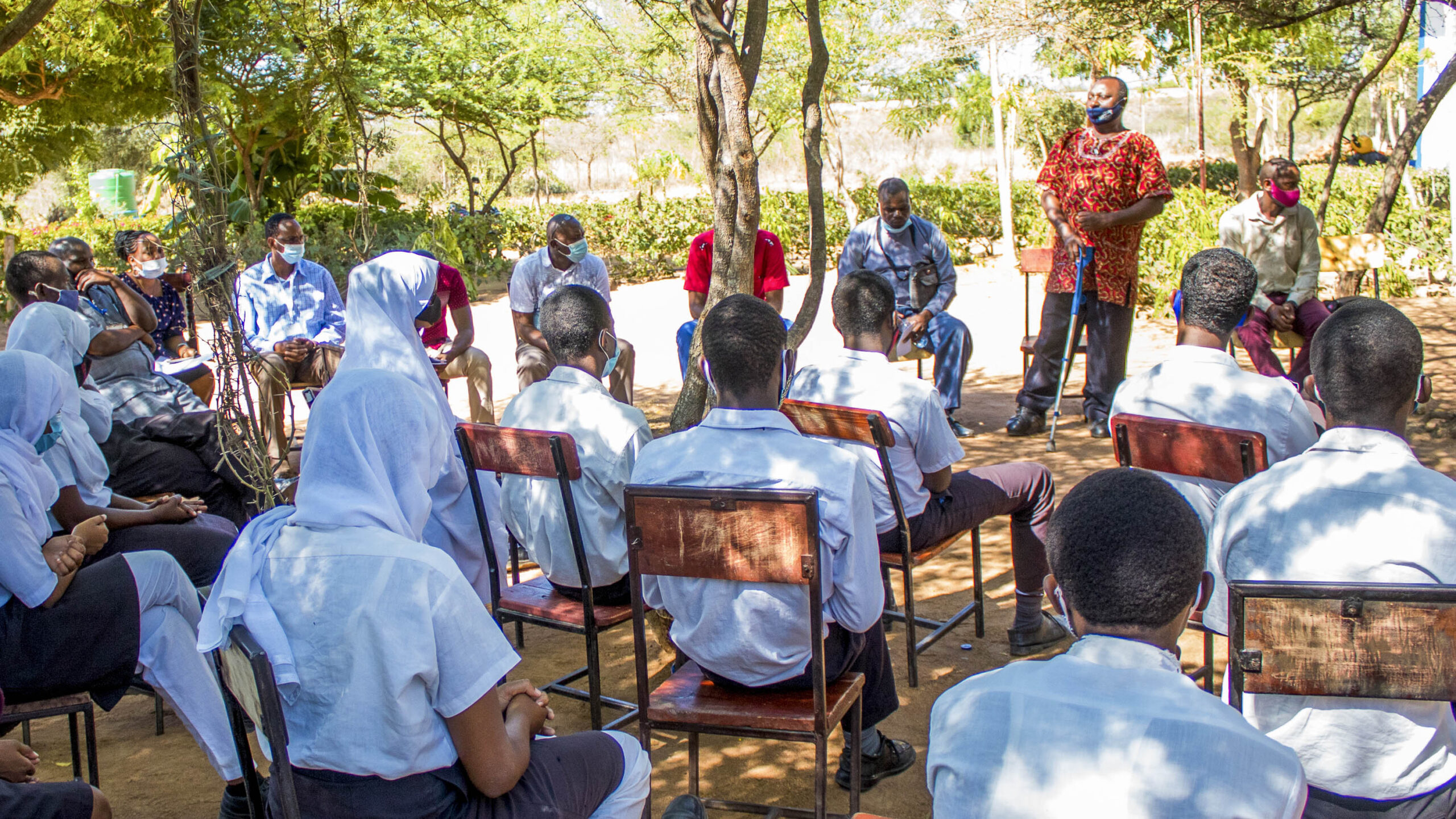 Kyang'ang'u talking to form four students of Mbele Secondary during their prayer day ceremony._16x9jpg